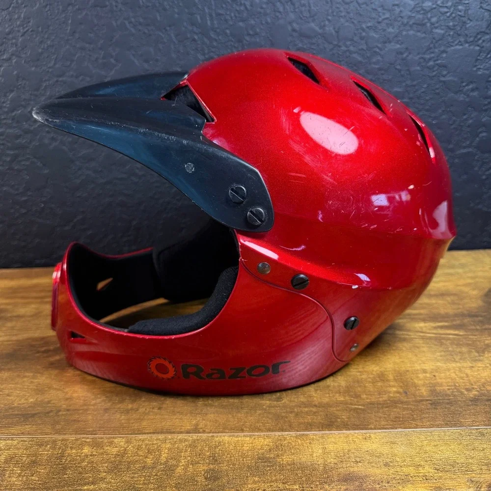 Razor Red Full‎ Face Helmet Youth Kids Bike BMX ATV Motorcycle Protective Gear